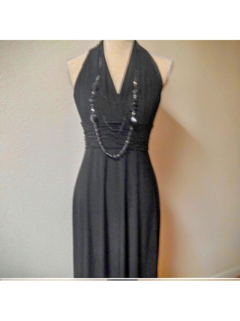 NWT Evan Picone Black Sleeveless Dress with Ruched Waist ~ 4